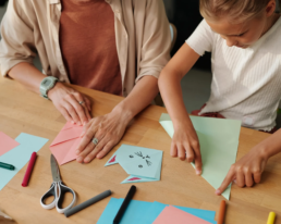 children making origami