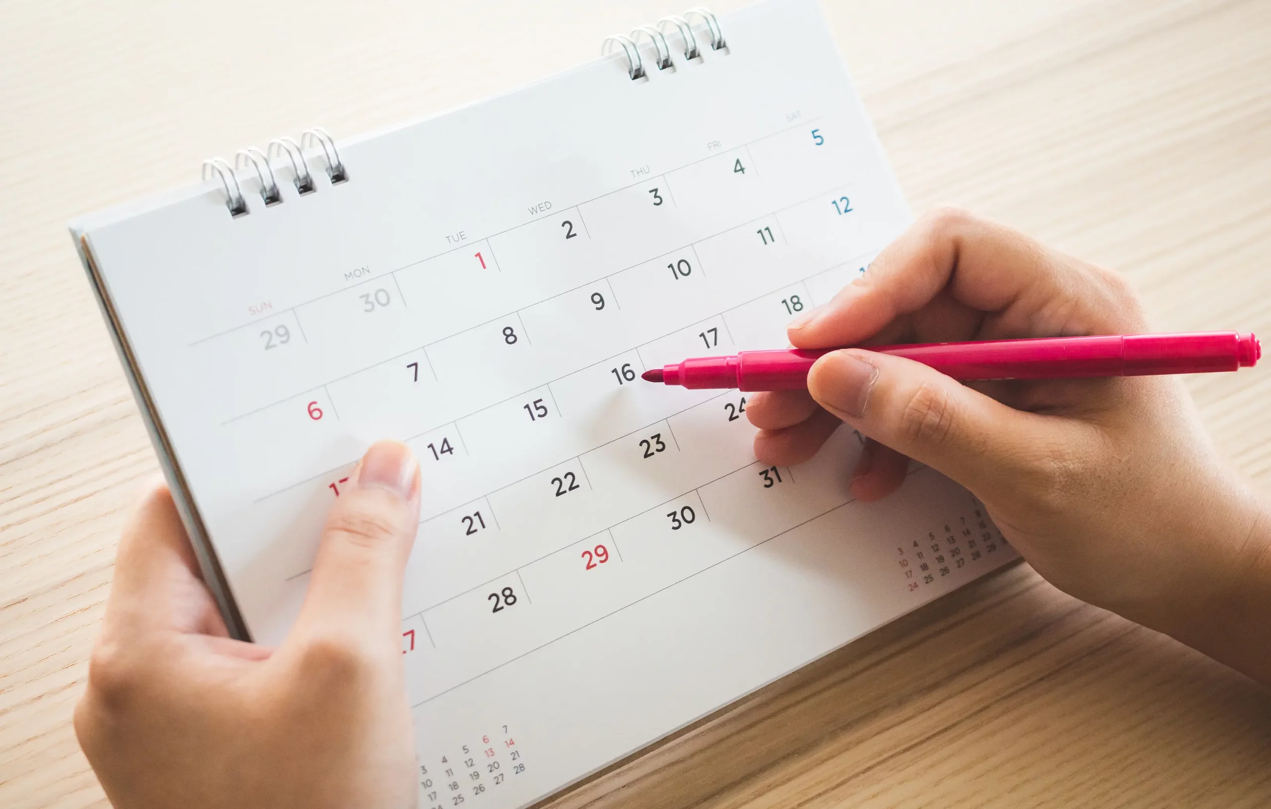 calendrier avec des dates
