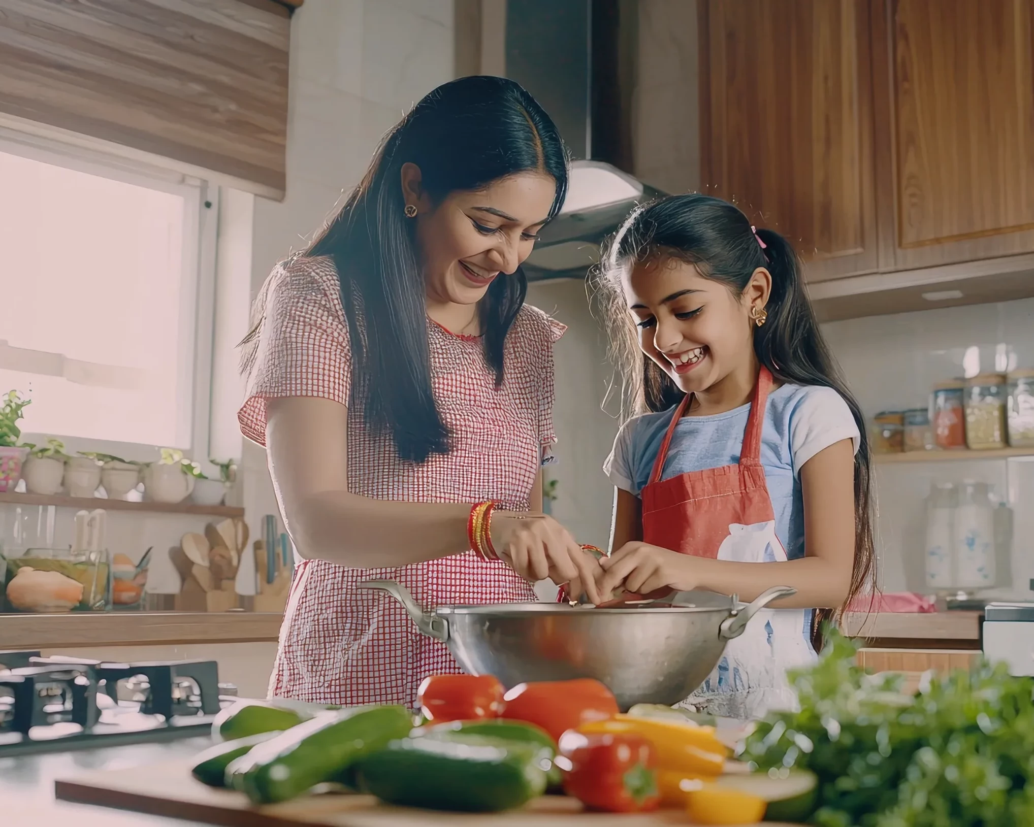 maman qui cuisine avec sa fille