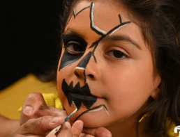 tuto maquillage citrouille enfant Halloween